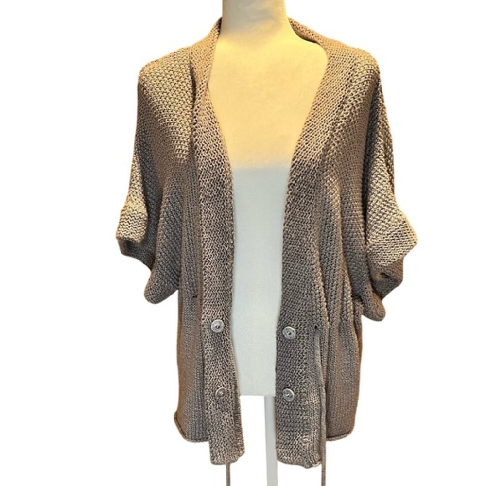 Crochet Knit Cardigan Women's L Duster Open Front Knitwear Cover Up‎ (F-174)